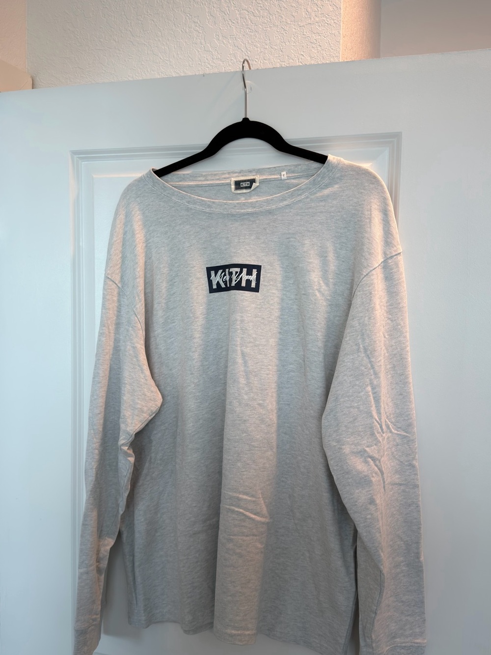 Kith New York Box Logo Long Sleeve Tee Heather Gray XL